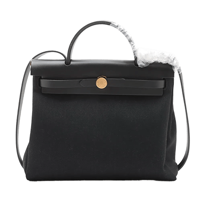 エルメス エールバッグジップPM トワルミリタリー×レザー ブラック ゴールド