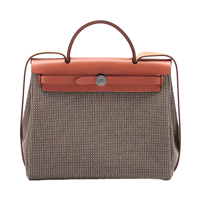 エルメス エールバッグジップPM トワルGM×カーフレザー ブラック×ブラウン シルバー