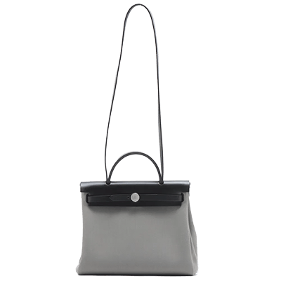 エルメス エールバッグジップPM トワルミリタリー ブラック×グレー シルバー