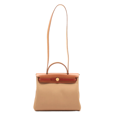 エルメス エールバッグジップPM トワルオフィシエ×カーフレザー ブラウン ゴールド