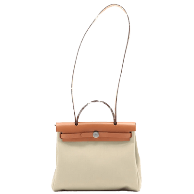 エルメス エールバッグジップPM トワルミリタリー ブラウン シルバー