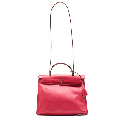 エルメス エールバッグジップPM トワルアッシュベルリンヌ ルージュピマン シルバー