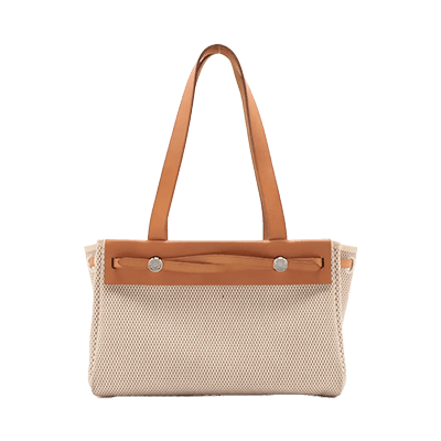 エルメス エールバッグ カバスPM トワルGM×カーフレザー ベージュ シルバー