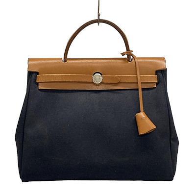 エルメス エールバッグPM 黒×ブラウン トワルオフィシエ×ボックスカーフ