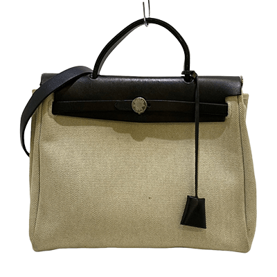 エルメス エールバッグPM アイボリー×黒 トワルアッシュ×ボックスカーフ