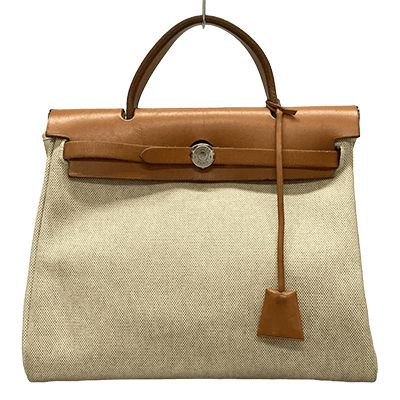 エルメス エールバッグPM アイボリー×ライトブラウン トワルアッシュ×ボックスカーフ