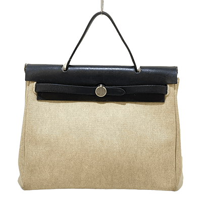 エルメス エールバッグPM アイボリー×黒 トワルアッシュ×ボックスカーフ