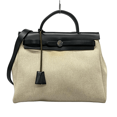 エルメス エールバッグPM アイボリー×黒 トワルアッシュ×ボックスカーフ