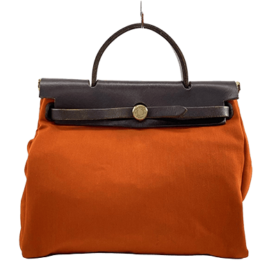エルメス エールバッグPM オレンジ×ダークブラウン トワルオフィシエ×ボックスカーフ