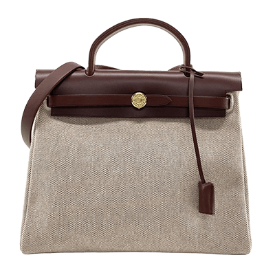 エルメス エールバッグPM アイボリー×ダークブラウン トワルアッシュ×ボックスカーフ