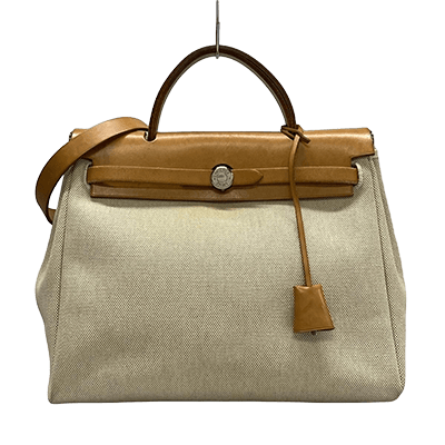 エルメス エールバッグPM アイボリー×ライトブラウン トワルアッシュ×ボックスカーフ