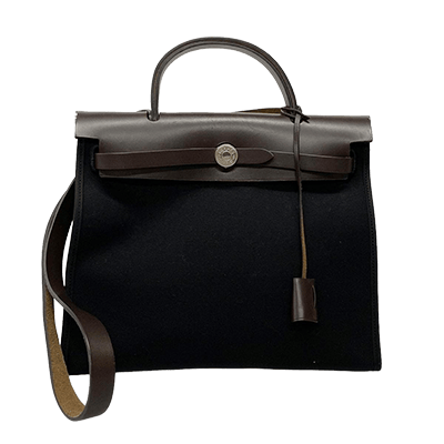 エルメス エールバッグPM 黒×ダークブラウン トワルオフィシエ×ボックスカーフ