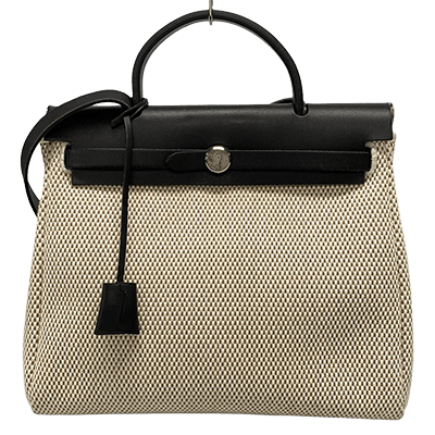 エルメス エールバッグPM アイボリー×黒 トワルGM×レザー