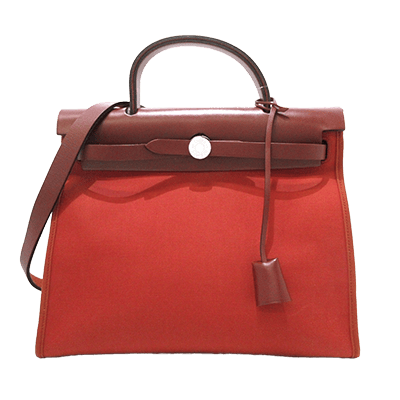 エルメス エールバッグPM オレンジ×ダークブラウン トワルオフィシエ×ボックスカーフ