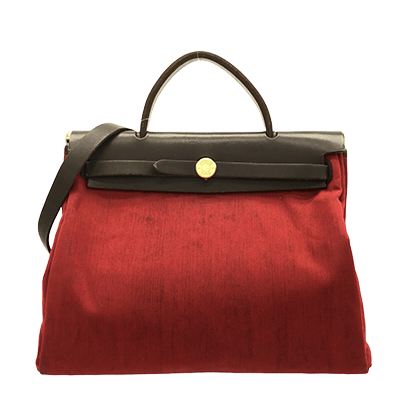 エルメス エールバッグPM レッド×ダークブラウン トワルオフィシエ×ボックスカーフ