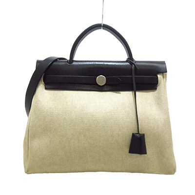 エルメス エールバッグPM アイボリー×黒 トワルアッシュ×ボックスカーフ