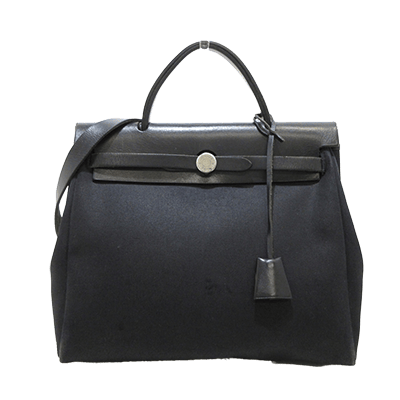 エルメス エールバッグPM 黒 トワルオフィシエ×ボックスカーフ