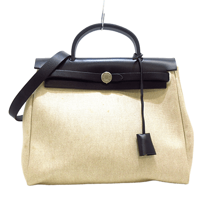 エルメス エールバッグPM アイボリー×黒  トワルアッシュ×ボックスカーフ