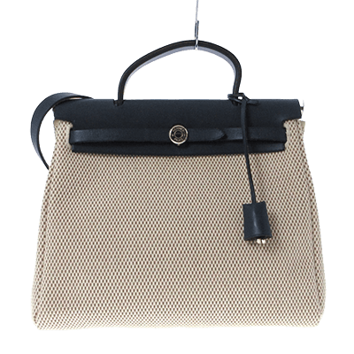 エルメス エールバッグPM アイボリー×ダークネイビー トワルGM×ボックスカーフ