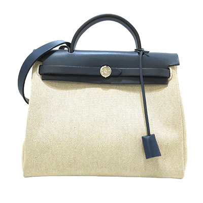 エルメス エールバッグPM ベージュ×ネイビー トワルGM×ボックスカーフ