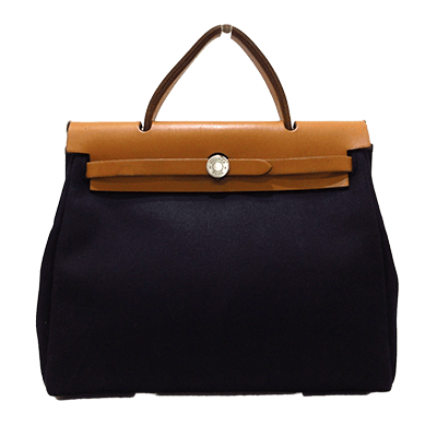 エルメス エールバッグPM 黒×ライトブラウン トワルオフィシエ×ボックスカーフ