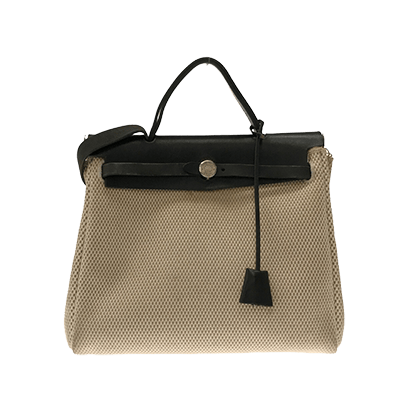 エルメス エールバッグPM アイボリー×黒 トワルGM×レザー