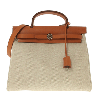 エルメス エールバッグPM アイボリー×ブラウン トワルアッシュ×レザー