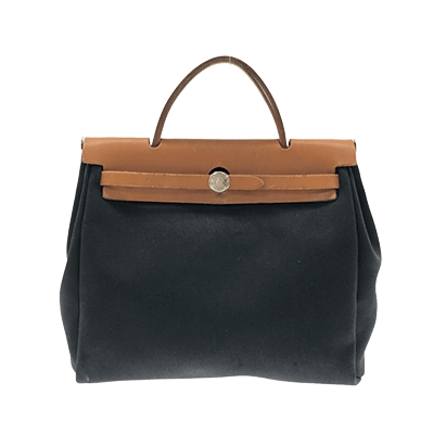 エルメス エールバッグPM 黒×ライトブラウン トワルオフィシエ×ボックスカーフ