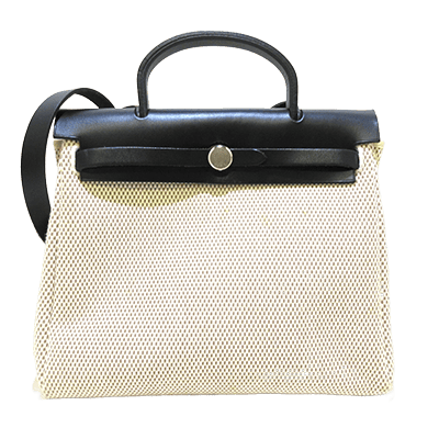 エルメス エールバッグPM アイボリー×ベージュ×黒 トワルGM×レザー