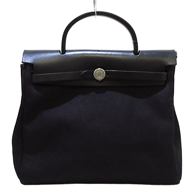 エルメス エールバッグPM 黒 トワルオフィシエ×ボックスカーフ