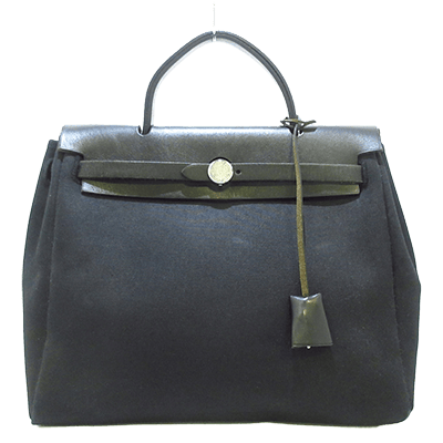 エルメス エールバッグPM 黒 トワルオフィシエ×ボックスカーフ