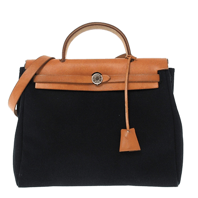 エルメス エールバッグPM 黒 トワルオフィシエ×ボックスカーフ