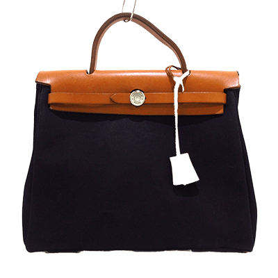 エルメス エールバッグPM 黒×ブラウン ボックスカーフ×トワルオフィシエ