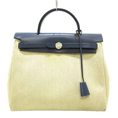 エルメス エールバッグPM アイボリー×ネイビー トワルアッシュ×ボックスカーフ