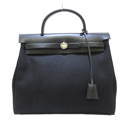 エルメス エールバッグPM 黒 トワルオフィシエ×ボックスカーフ