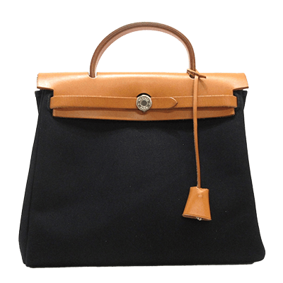 エルメス エールバッグPM 黒×ブラウン トワルオフィシエ×ボックスカーフ