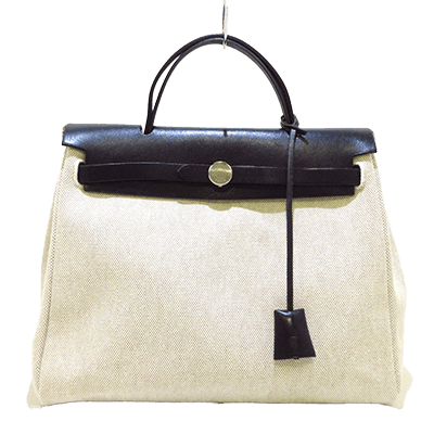 エルメス エールバッグPM アイボリー×黒 トワルアッシュ×ボックスカーフ