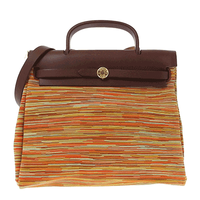 エルメス エールバッグPM オレンジ×ブラウン×マルチ ヴィブラート×レザー