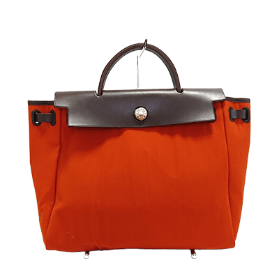 エルメス エールバッグPM オレンジ×ダークブラウン トワルオフィシエ×ボックスカーフ