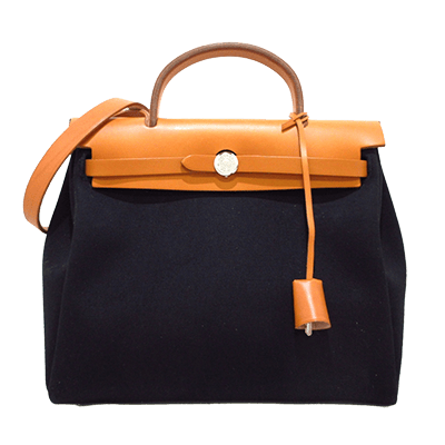 エルメス エールバッグPM 黒×ライトブラウン トワルオフィシエ×ボックスカーフ