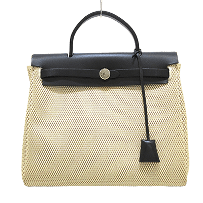 エルメス エールバッグPM アイボリー×ダークブラウン×黒 トワルGM×ボックスカーフ