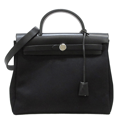 エルメス エールバッグPM 黒 トワルオフィシエ×ボックスカーフ