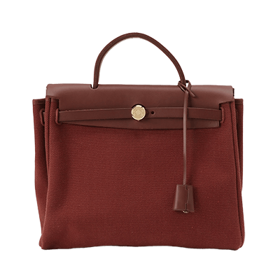 エルメス エールバッグPM レッド×ブラウン×ゴールド  トワルアッシュ×ボックスカーフ