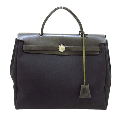 エルメス エールバッグPM 黒 トワルオフィシエ×ボックスカーフ