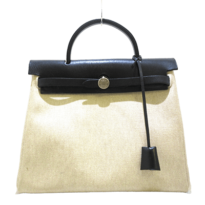 エルメス エールバッグPM アイボリー×黒 トワルアッシュ×ボックスカーフ
