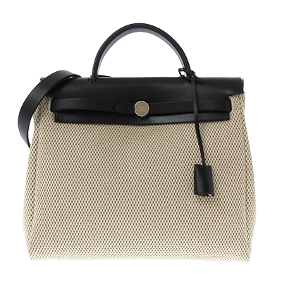 エルメス エールバッグPM アイボリー×ベージュ×黒 トワルGM×ボックスカーフ