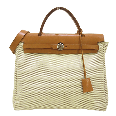 エルメス エールバッグPM アイボリー×ブラウン トワルGM×ボックスカーフ