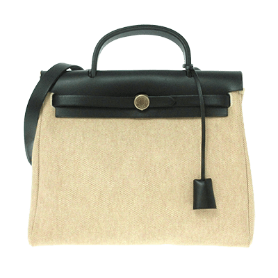 エルメス エールバッグPM アイボリー×黒 トワルアッシュ×ボックスカーフ