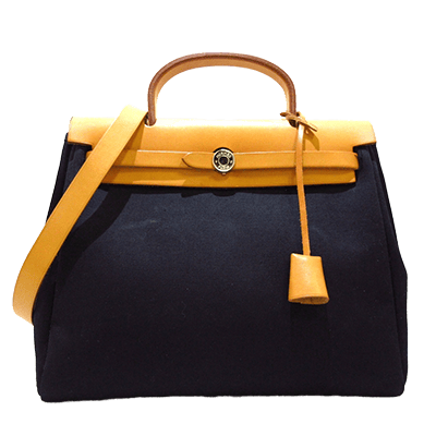 エルメス エールバッグPM 黒×ブラウン トワルオフィシエ×ボックスカーフ