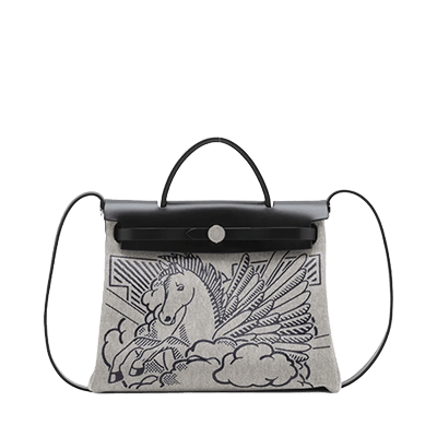 エルメス エールバッグジップPM トワルアッシュ ブラック シルバー